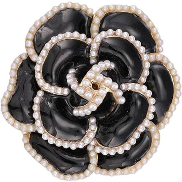 Brooch med österrikiska strass för kvinnor - Kristallblomma guld emalj B