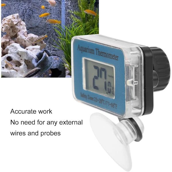 Akvarietermometer - Vanntett termometer - Akvarietermometer med sugekopp - Termometer med LED-display - Batterier inkludert