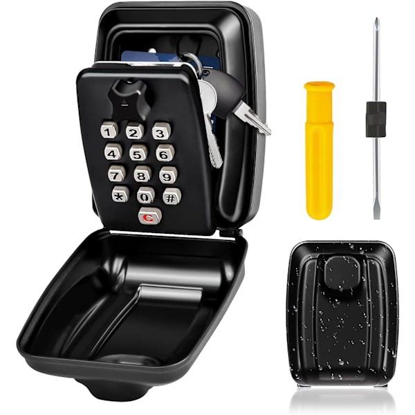 Key Safe Wall Mounted Police Approved,Large Key Lock Box with Resettable 12-Digit Code Key Safe Box with Weatherproof