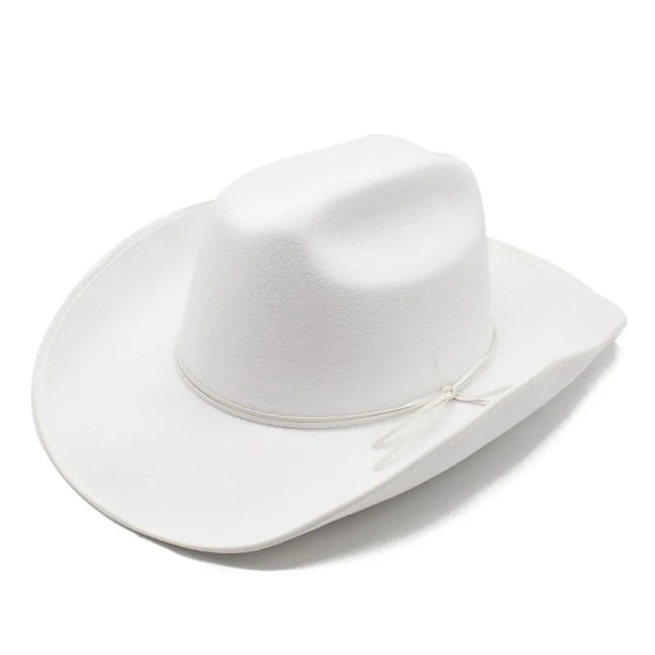 Retro fin lærreim imitert kashmir kvinner menn stor bred brem Yellowstone Cowboy Western Cap Cowgirl Cap 56 59cm White
