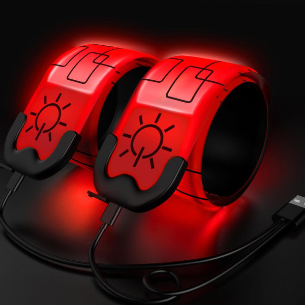 LED-armbånd for løping, 2-pak løperlys for løpere Oppladbare reflekterende løpeutstyr Light Up Armbånd LED-armbåndslys med høy synlighet red