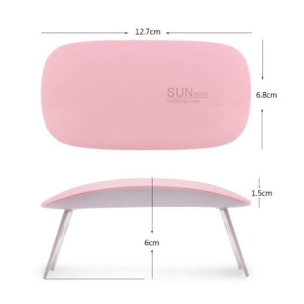 12w mini UV/ LED-lamppu, Kynsilamppu - Geelilakka / hybridi geeli Pink Rosa