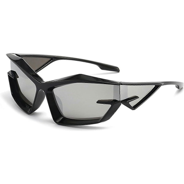 Solglasögon Irreguljära Fyrkantiga Solglasögon Mode Utomhus Solglasögon Punkstil Solglasögon Black silvery