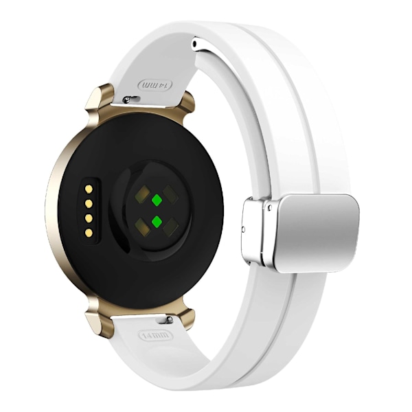 Silikonarmband för Garmin Lily 2 med Magnetisk Vikbar Spänne White Silver Buckle
