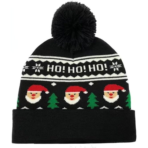 Strikket Beanie for Kvinner Menn Goth Grafisk Heklet Vinter Varmt Hette Turban Caps for Unisex Voksne Jul Ferie Kostyme, Svart