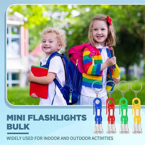 100 kpl Mini taskulamppu avaimenperä lapsille, lajitelma värejä, taskulamppu avaimenperät LED-avaimenperä