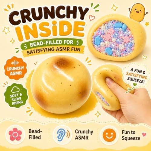 Knapriga potatis-squishy med pärlfyllning, knapriga potatis-squishies Potato