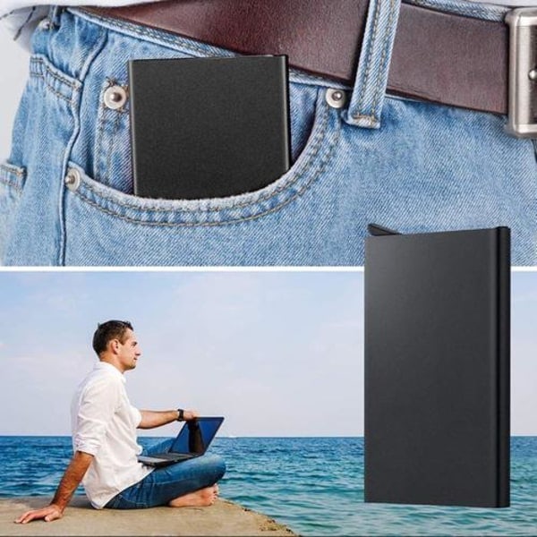 Ponnahtava korttikotelo RFID-signaalin estolla Musta black