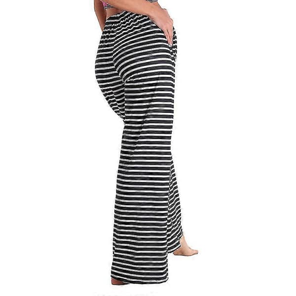 Dam Pyjamasbyxor Stretch Loungebyxor Rutiga Pyjamasunderdelar S Black