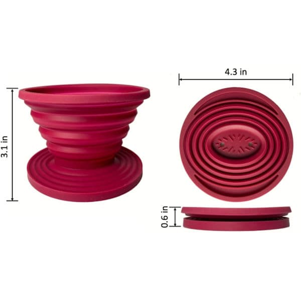Foldbar kaffefilterholder til campingkaffe, genanvendelig silikone kaffefilterholder til camping, rød