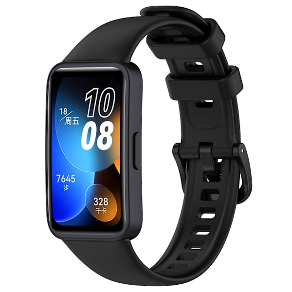 Silikonarmband för Huawei Band 8, Vattentätt Sportarmband Black, Black Huawei Band 8