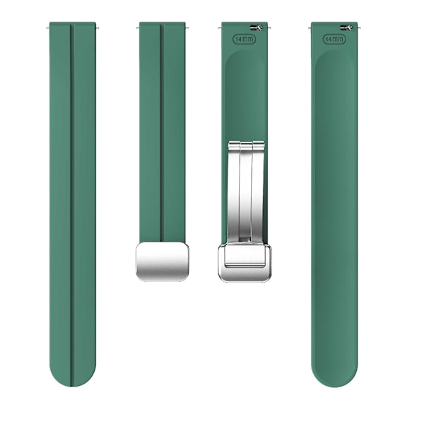 Silikonarmband för Garmin Lily 2 med Magnetisk Vikbar Spänne Pine Needle Green Silver Buckle