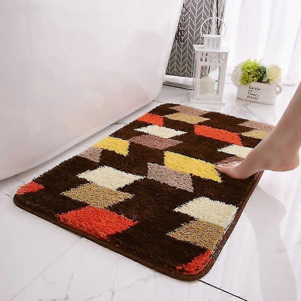 Baderomsmatte sklisikker absorberende dusj baderomsmatte teppe flocking no.a1 60*90cm Coffee