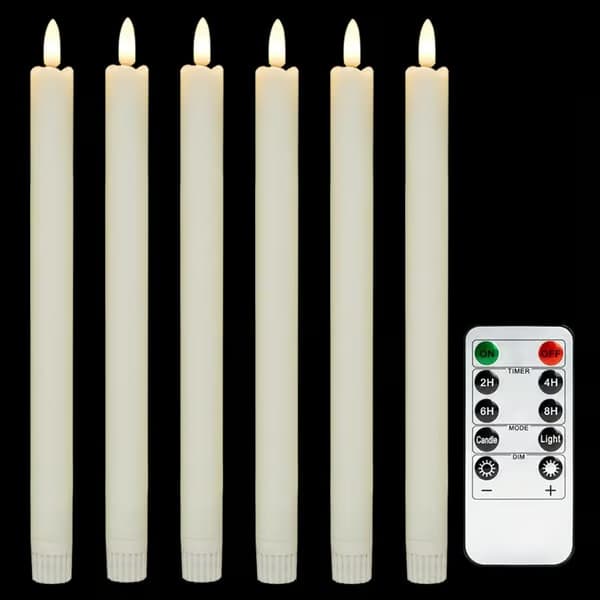 6-pack batteridrivna LED-kronljus med fjärrkontroll och timer, realistiskt flimrande A