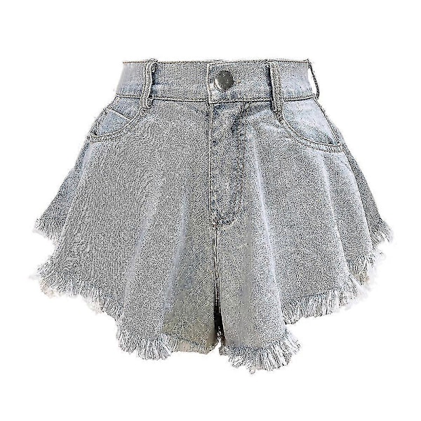 Denimshorts Rivna Hög Midja Lös Hög Kvalitet Tofsjeans L