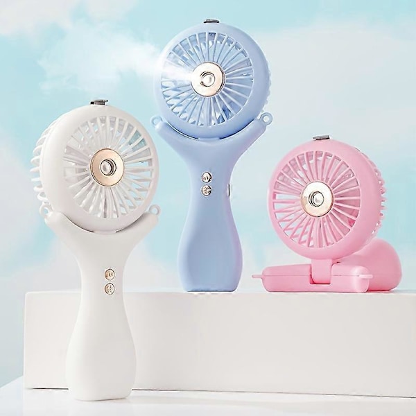 1 st Mini Portabel Sprayfläkt, Handhållen Sprayfläkt, Personlig Mini Luftfuktare, USB-laddning, 3-hastigheter, 90° Vikbar Batteridrift, Skrivbordsfläkt F White