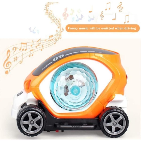 Huoguo musikbilleksak , rymdkapselprojektionslampa Leksaksbil pojke eller flickor 1 2 3+ år gammal födelsedagsfest Present (orange)
