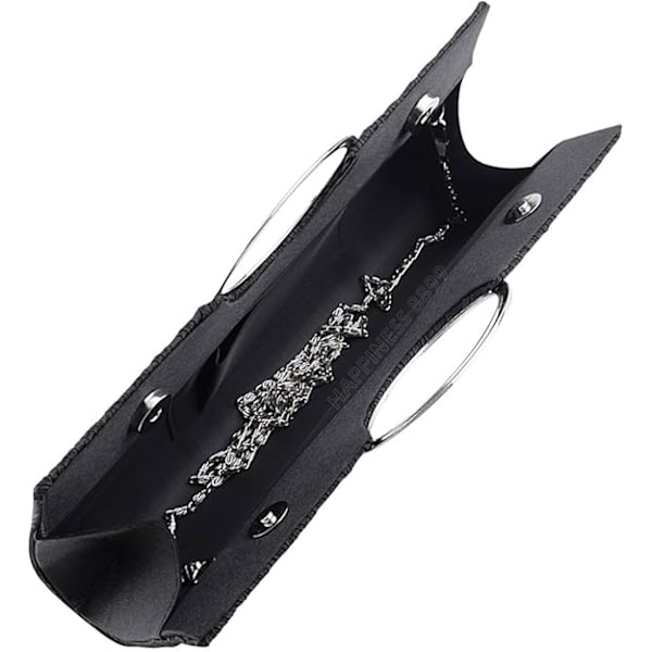 Damet Tote Taske Damer Krystal Diamante Clutch Pung Brude Bryllup Aften Fest Håndtaske Sort Hvid Sølv Tegnebog