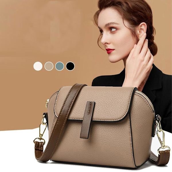 Mjuk Läder Crossbody Väska, Axelväska för Kvinnor Crossbody Skalväska Khaki