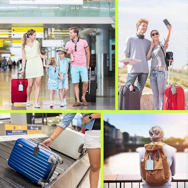 Baglabels 2-pakning, sikre reiselapper, PU-marmor bagasjelapper, personlige visittkortholdere for reisebeskyttelse (blå)