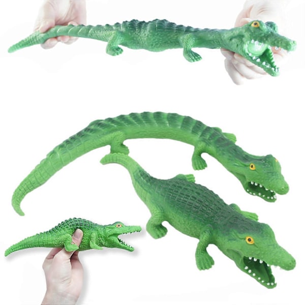 Grön Krokodil Klämleksak Långsam Återhämtning TPR Stresslindring Stretch Djur Squishes Sensorisk Fidget