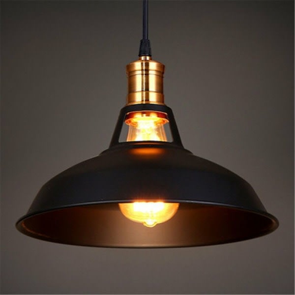 Vintage industriell hengende lysekrone E27 lampe retro taklampeskjerm for kjøkken spisestue stue soverom restaurant - svart