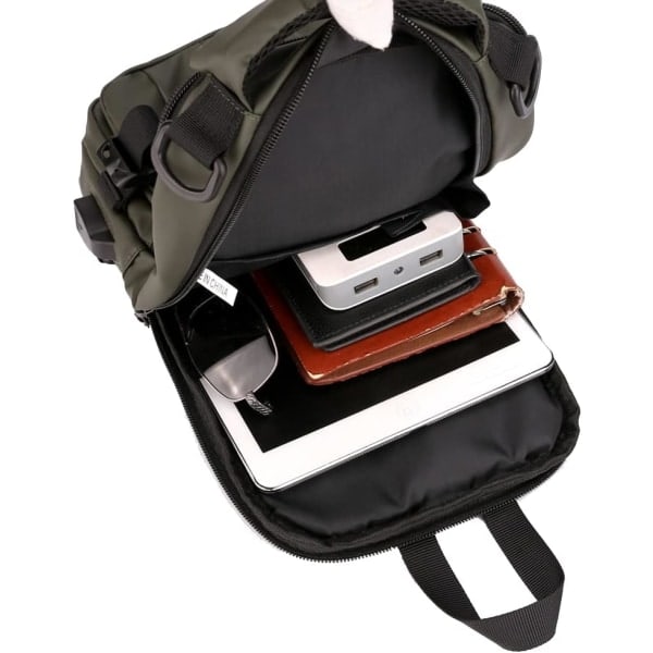 Canvas Sling Bag Ryggsäck Crossbody Axel Väska Bröst Pack för Män Kvinnor Resor Utomhus Business Laptop Cykling Jakt Vandring Camping Ryggsäck Daypack #29black(nylon)