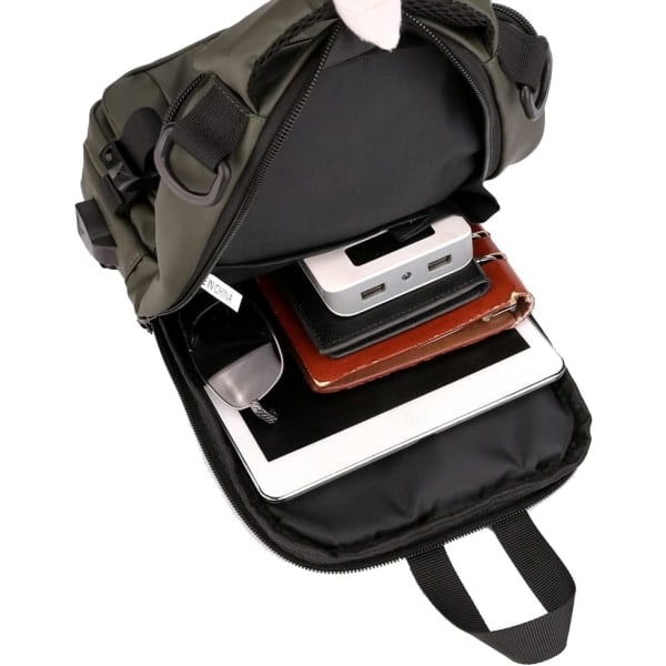 Lerret Sling Bag Ryggsekk Skulderbrystpakke for Menn Kvinner Reise Utendørs Forretningsbærbar PC Sykling Jakt Fotturer Camping Ryggsekk Dagstursekk #29black(nylon)