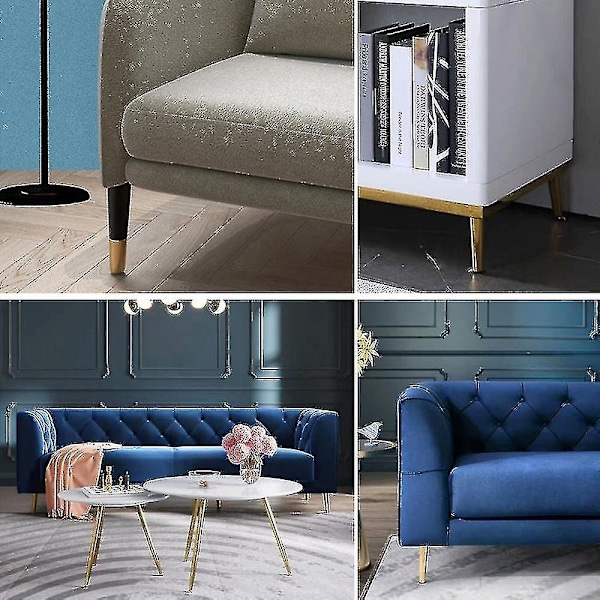 Sæt med 4 møbelben, vippe sofaben, bordben skabsben sengebords metalben, til sofaborde, skabe og sofaer, bæreevne 300 kg gold black 25cm