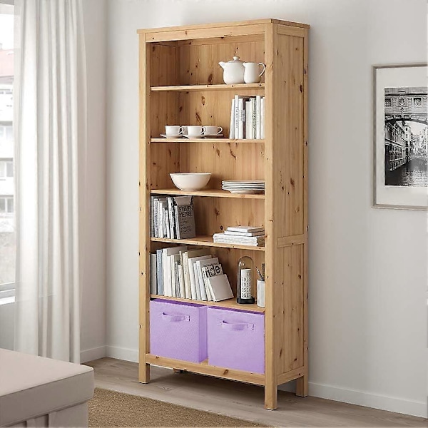 Opbevaringsboks, 2 foldbare opbevaringskasser lavet af stof i kubeform Beige Light Purple 2 Set