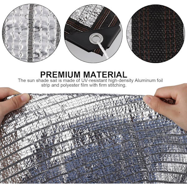 Reflekterande Aluminet Solskyddstyg, Solskyddsnät Silver Mesh Skuggnät, Växthus Blommor Växter Uteplats Gräsmatta Nätnät