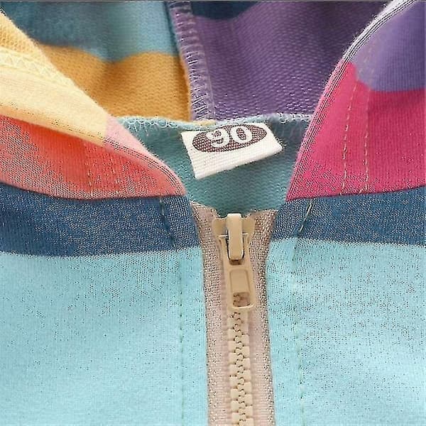 Hettegenser Langermet Regnbue Sweatshirt Uformell Glidelås Hettegensere Barn Jenter - Perfet Light rainbow