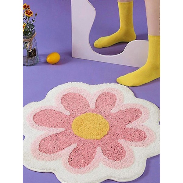 Daisy Sødt Bademåtte Blomsterformet Vaskbart Badetæppe Skridsikker Absorberende Badeværelsesmåtte Blødt Fluffy Børneværelse Blomstertæppe Til Gulv 40 cm Green