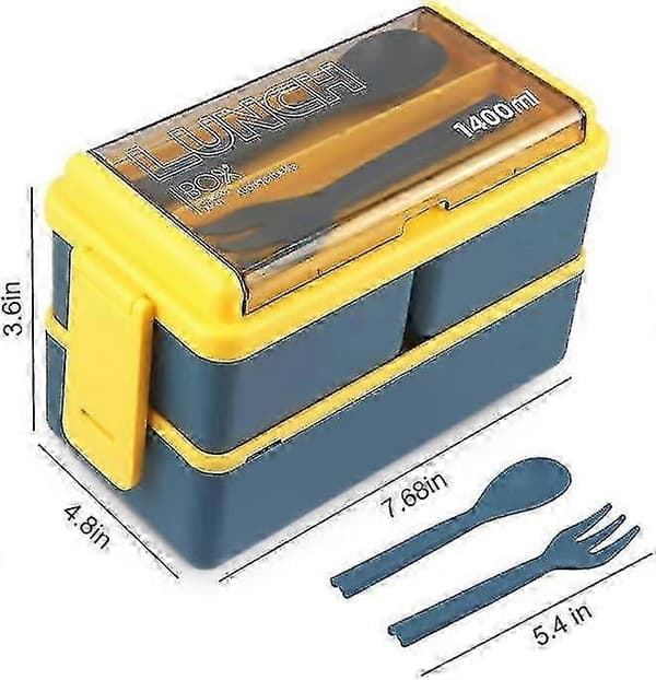 Bento Boks Matboks for Voksne, 3-i-1 Stablebare Matbeholdere - Excellence blue