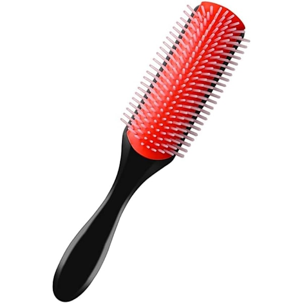 9-Row Cushion Nylon Bristle Hair Brush for Separating Shaping Defining Curls Blow-Drying Styling Detangling