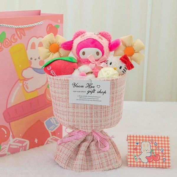 Tecknad plysch dockbukett Kreativ plyschleksak, blomsterlåda, alla hjärtans dag present till flickvän One-Size Kuromi