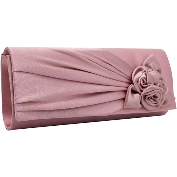 Dam satin kuvertväska med ros, festlig bröllopsfest, balväska, handväska för kvinnor Ivory