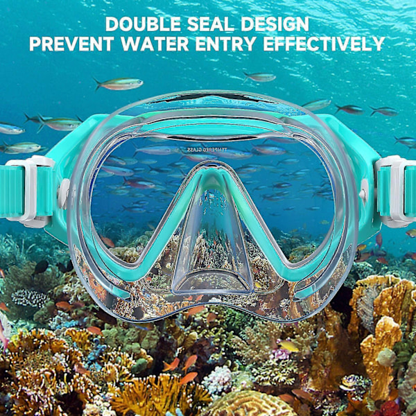 Findway 5-16 Dykke- og snorkelmaske for barn med nesedeksel, antidugg/UV-beskyttelse, 180 videovision svømmebriller for gutter og jenter Blue