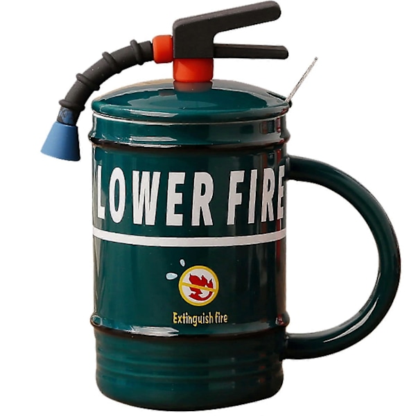 480ml Brandsläckarmugg Kreativ Kaffeemugg, Nyhet Kontorsmugg, Rolig Presentmugg för Män Kvinnor Kollegor Vänner Födelsedag Green
