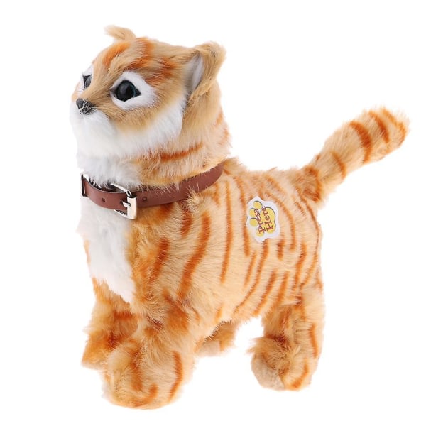 Elektronisk plys kattelegetøj Udstoppet legetøj Walking Cat Meow Legetøj Børnelegetøj Gul
