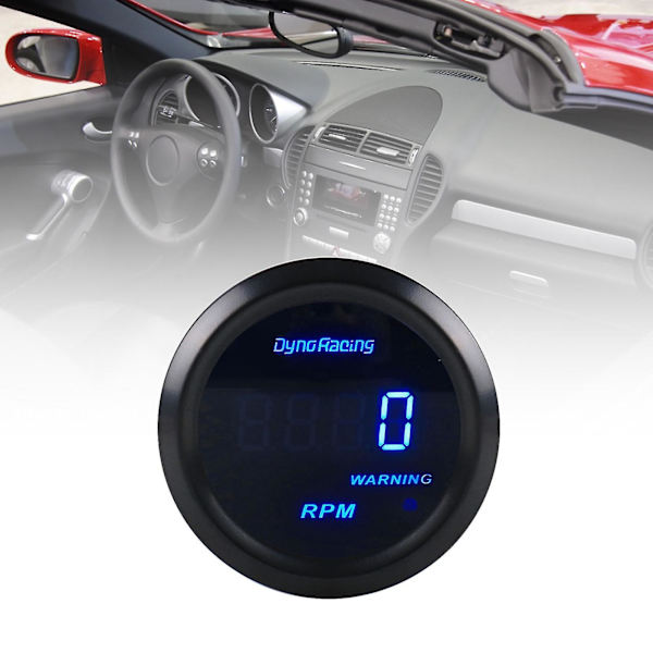 Turteller 0-9000 o/min 12V ABS Racing Instrument Bilhastighetsmåler For 12V 4/6/8 Sylindre Bensinbiler