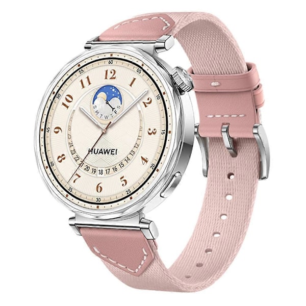18MM Læder Nylon Rem Til Huawei Watch GT 5 Pro 42m GT 5 41mm GT 4 41mm GT 3 42mm Kvinder Komposit Multicolor Pink