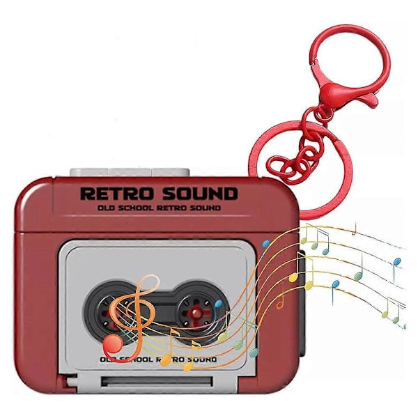 Mini Retro Kassettebåndoptager Klassisk Sjov Rød og Blå Par Gave Nøglering Vedhæng red