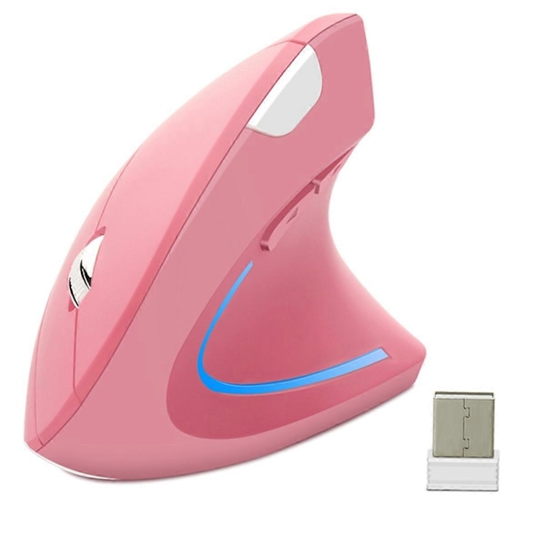 Rosa Trådlös Vertikal Mus Lättvikt LED 800/1200/1600 DPI Justerbar Ergonomisk Mus Handledsskydd
