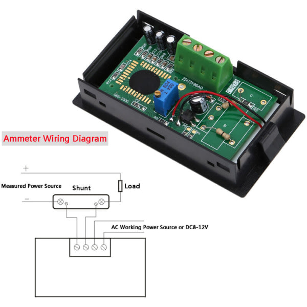 LCD DC 100A Digital LED Display Panel Amperemeter / Amperemeter med 100A / 75Mv Shuntmotstand