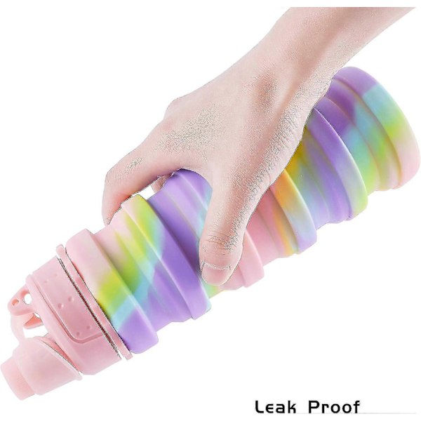 Kxj-rainbow Sammenleggbar Sportsflaske for Barn, Studenter, Gjenbrukbar BPA Fri >-6