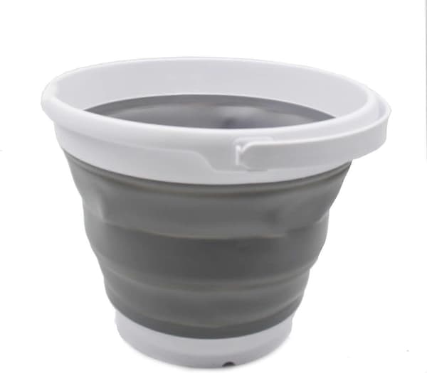Sammenleggbar bøtte (Hvit/Grå, 10L - Rund)