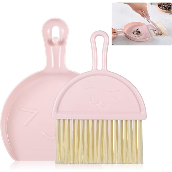 Mini støvbørste og fejebakke, kost og fejebakkesæt, bærbar rengøringsbørste og fejebakkekombination, perfekt til støv, snavs og krummer, ideel til de fleste hårde overflader