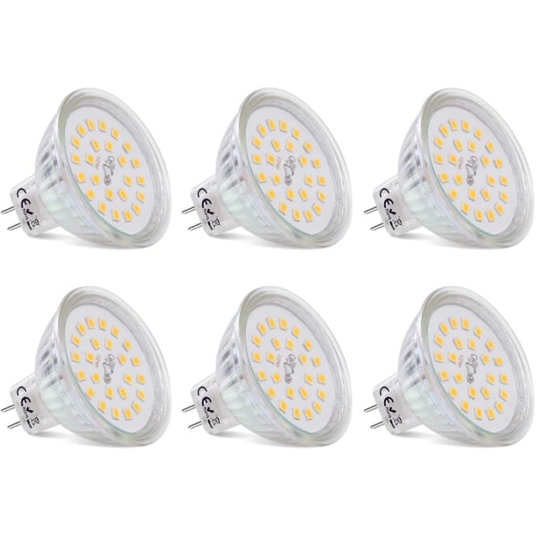 MR16 LED spotlight lamps GU5.3 base Warm white 2700K, 3.8W equivalent to 40W halogen, LED spotlight GU5.3 12V Non-dimmable, 6-pack