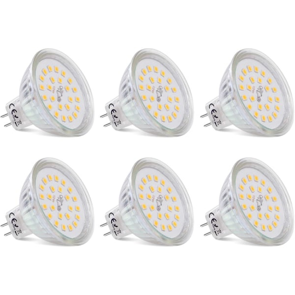 MR16 LED-spotlightlampor GU5.3-sockel Varmvitt 2700K, 3,8W motsvarande 40W halogen, LED-spotlight GU5.3 12V Ej dimbar, 6-pack